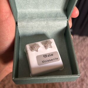 Earrings Moissanite 925 silver Stars $200 .50ctw